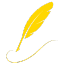 A yellow quill pen icon drawing a curved line